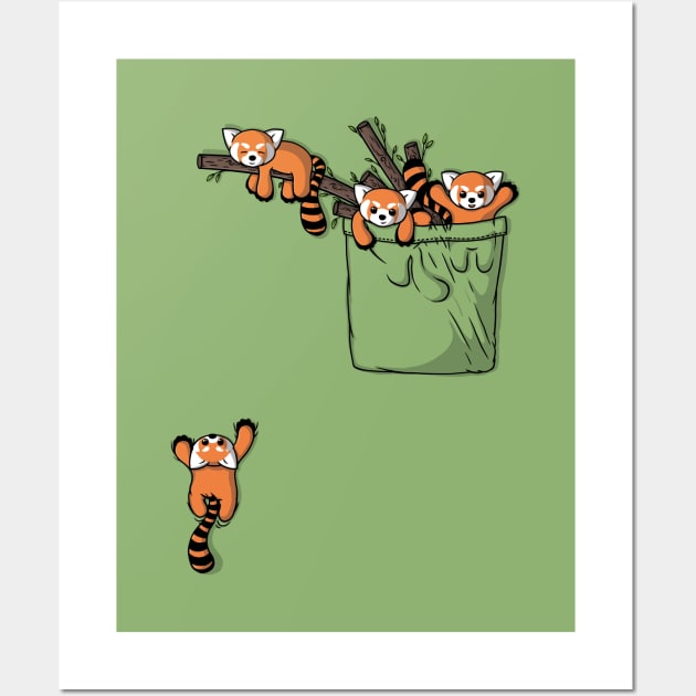 Pocket Red Panda Bears Wall Art by Beka